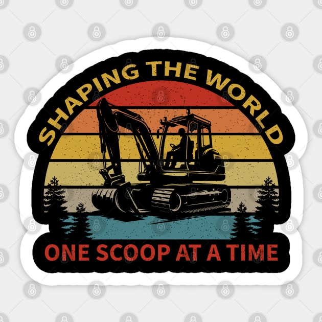 Retro Heavy Equipment Operator Funny Vintage Excavator Driver Sticker by Graphic Monster